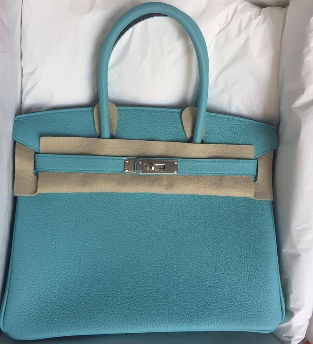 Hermes Birkin 30 Bleu Atoll Togo Palladium Hardware #T - Vendome Monte Carlo