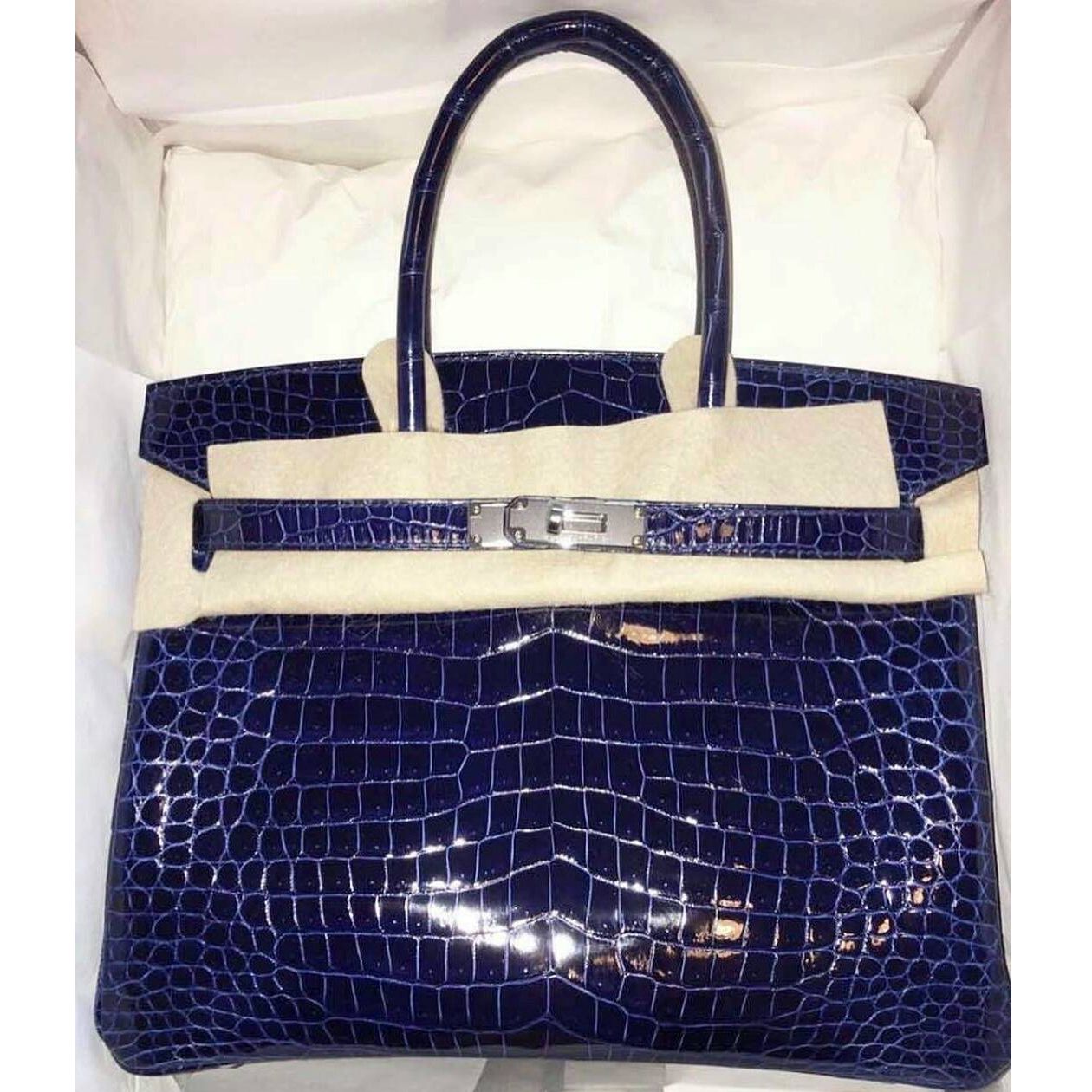 Hermes Kelly Pochette Bleu Saphir Alligator Lisse Shiny Gold Hardware #D -  Vendome Monte Carlo