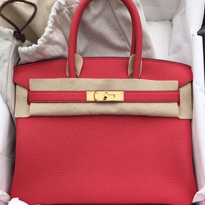 Hermes Birkin 30 Rouge Pivoine Clemence Palladium Hardware #T