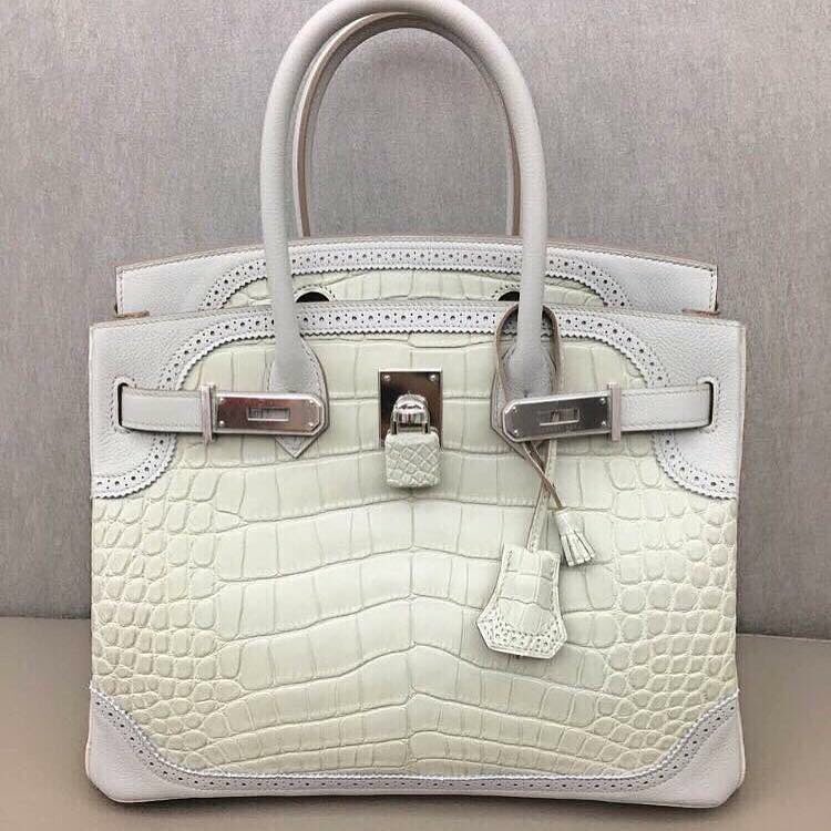 Hermes Kelly Pochette Beton Matte Alligator Palladium Hardware