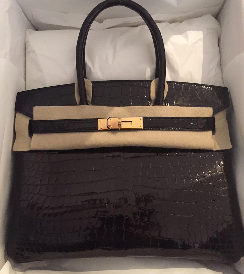 Hermes Birkin 30 Noir Black Porosus Lisse Shiny Gold Hardware #X - Vendome  Monte Carlo