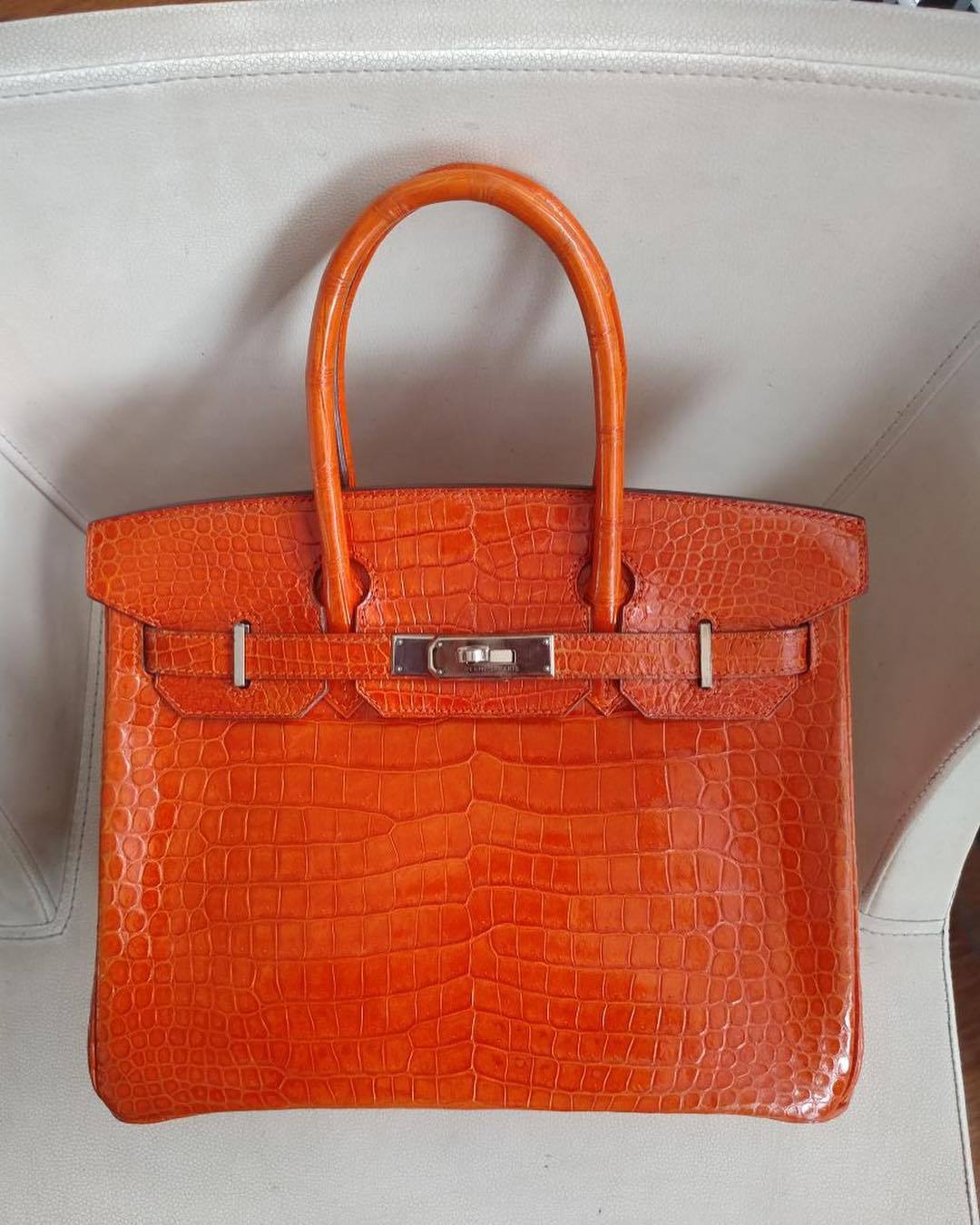 Hermes Birkin Bag 30cm Fuchsia Shiny Porosus Crocodile Palladium Hardware