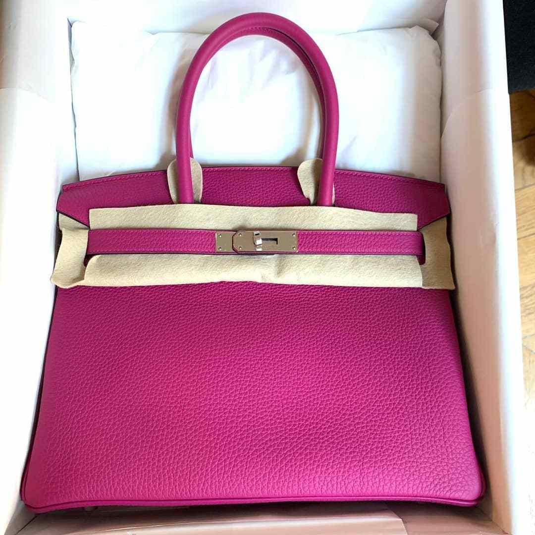 Hermès Birkin 30, Togo, Rose Pourpre PHW - Laulay Luxury