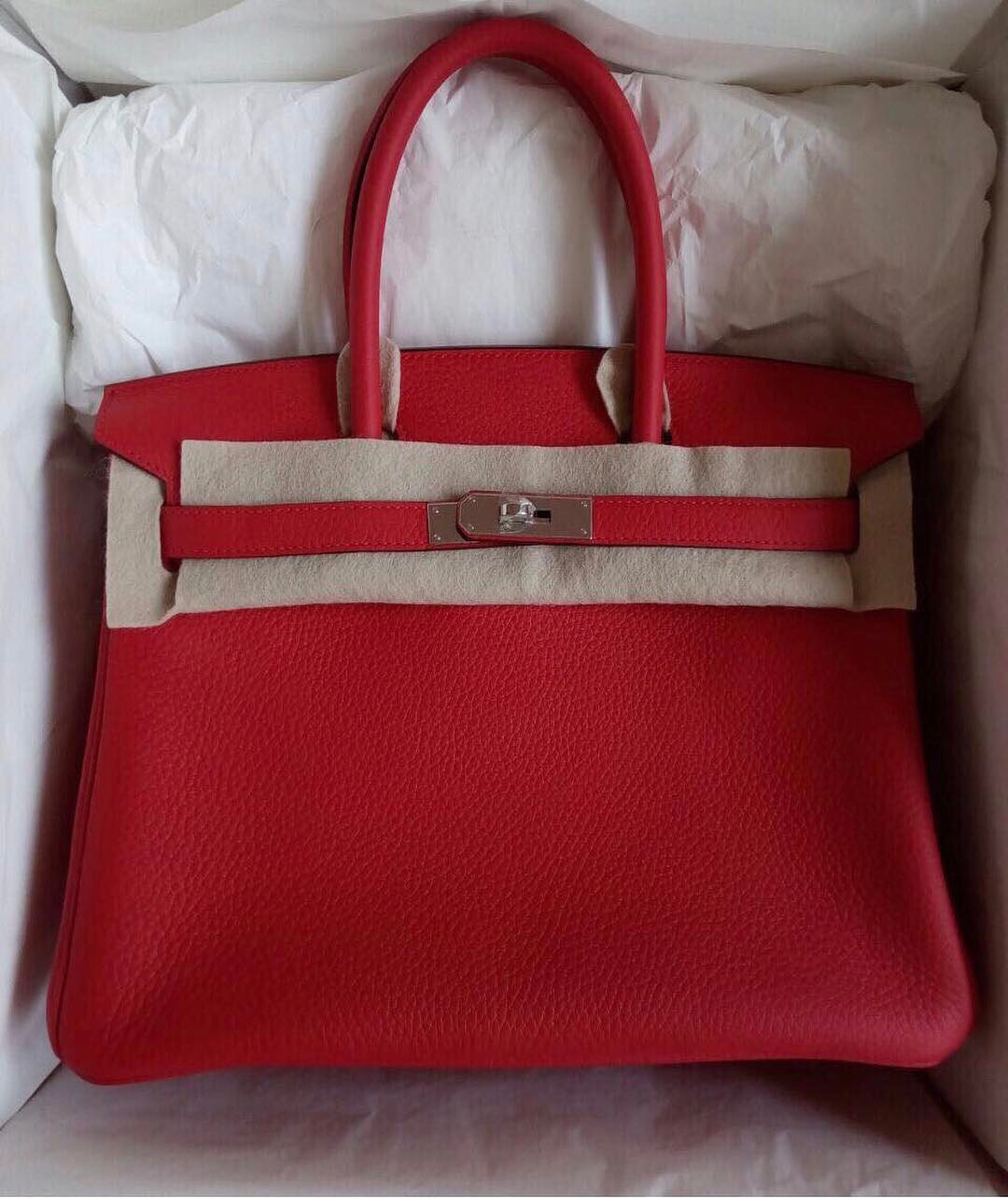 Hermes Birkin 30 Rouge Casaque Epsom Palladium Hardware #D