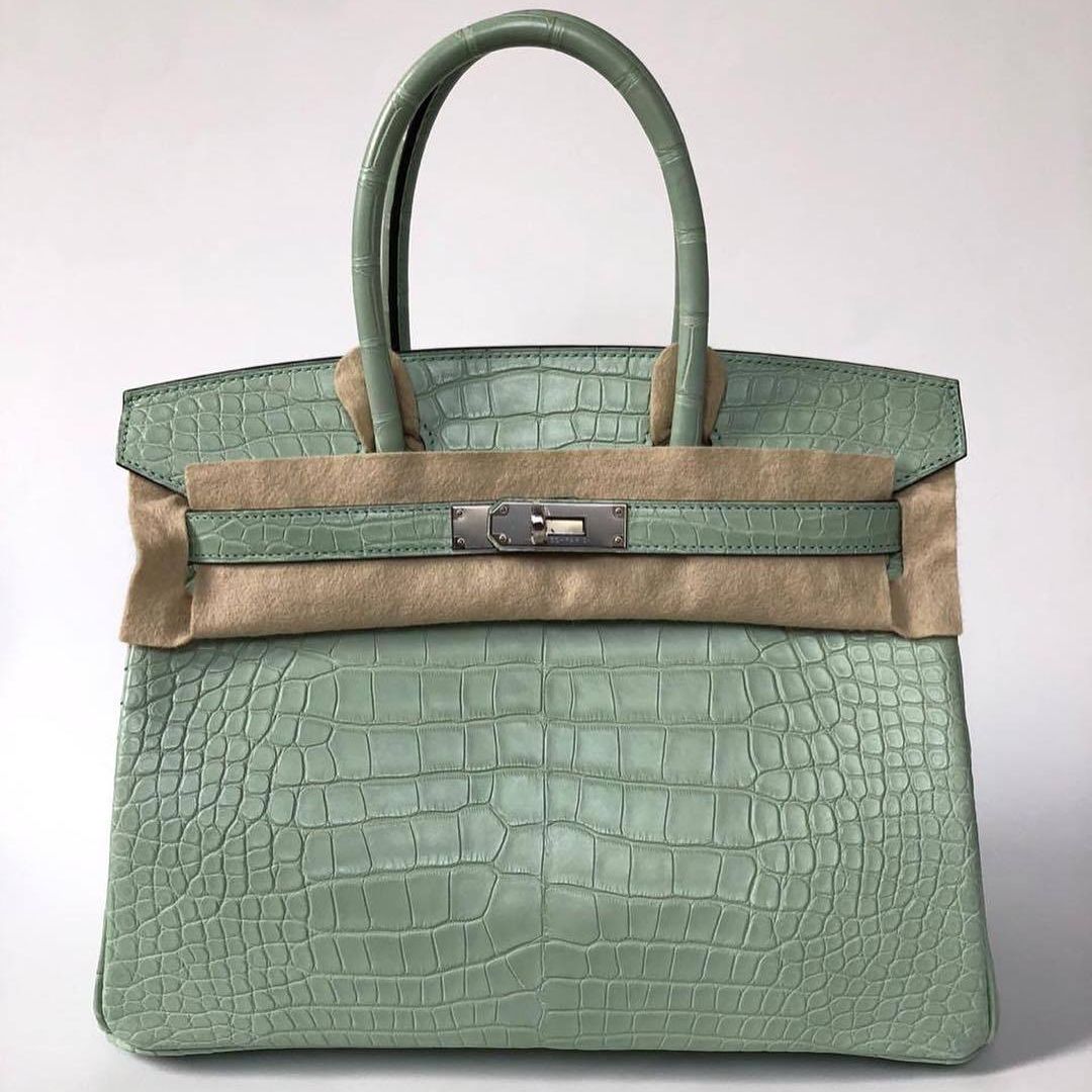 Hermes Kelly 20 Mini Sellier Vert d'Eau Alligator Mat (Matte) Palladium  Hardware #C - Vendome Monte Carlo