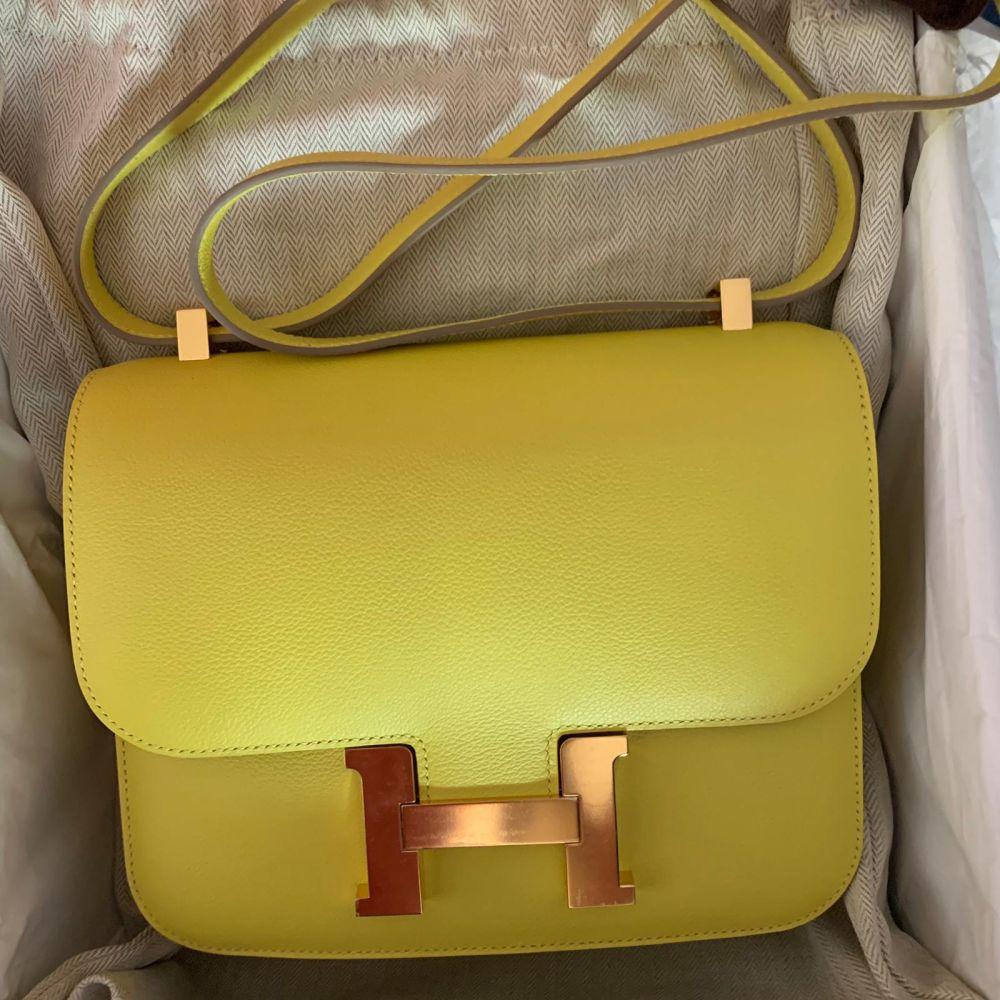 Hermes Lime Evercolor Leather Constance 24 Bag Hermes