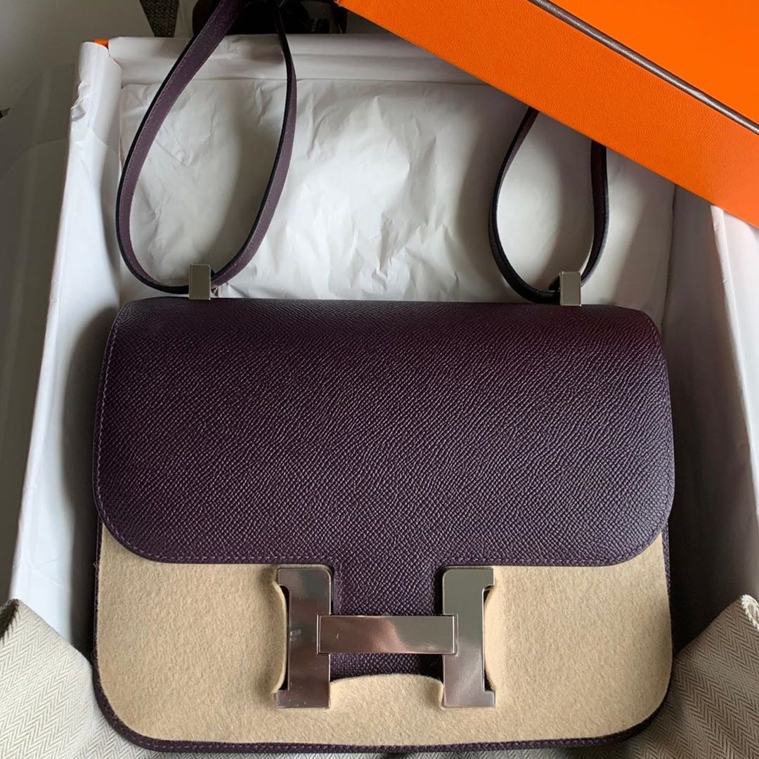 Hermes Constance 24 Raisin Epsom Palladium Hardware #C - Vendome