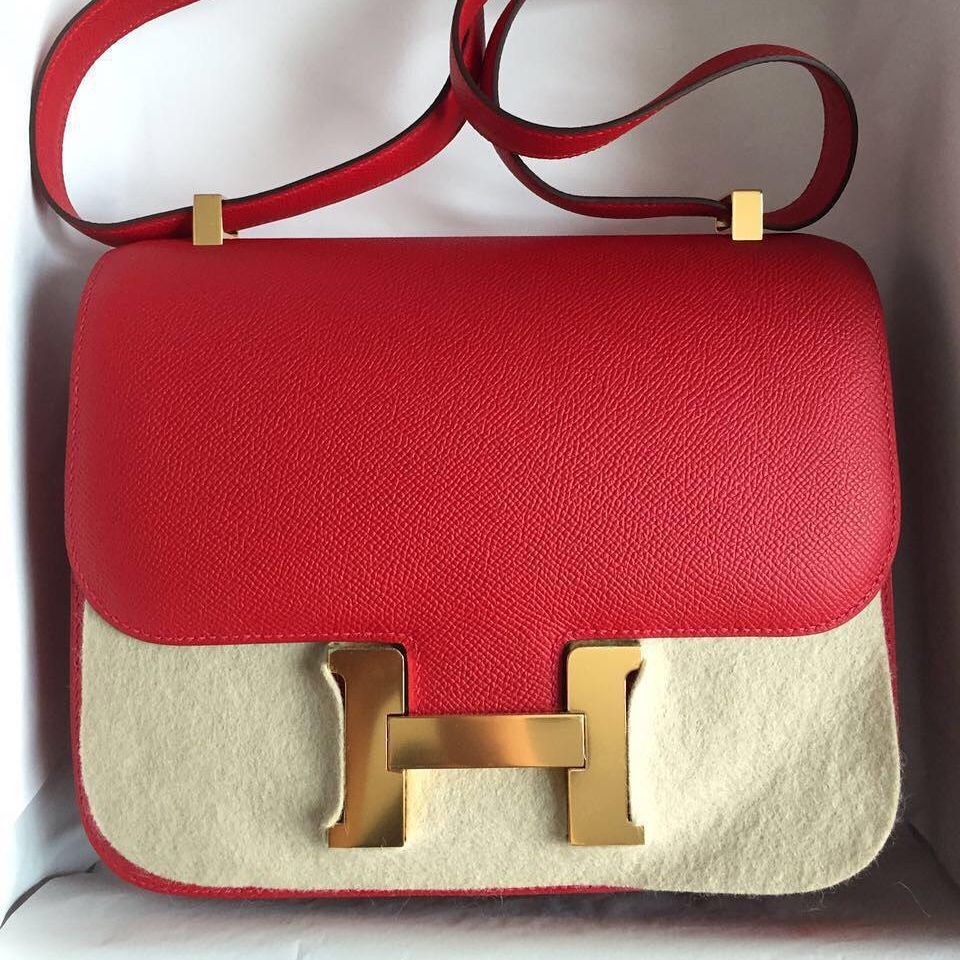 Hermes Constance 24 Rouge Casaque Epsom Gold Hardware #C - Vendome ...