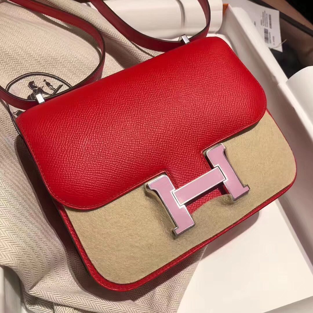 Hermes Constance 24 Rouge de Coeur Epsom Mauve Sylvestre Enamel Buckle ...