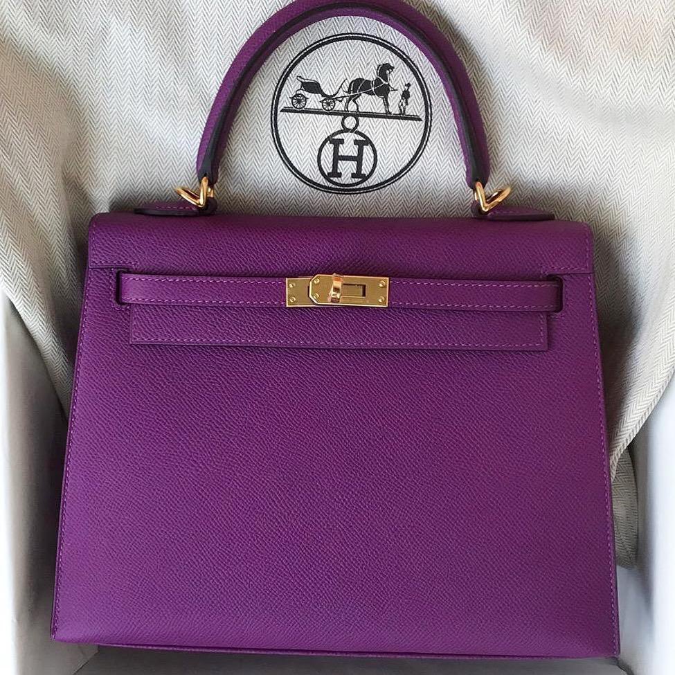 Hermes Kelly 25 Sellier Anemone Epsom Gold Hardware #D - Vendome Monte Carlo