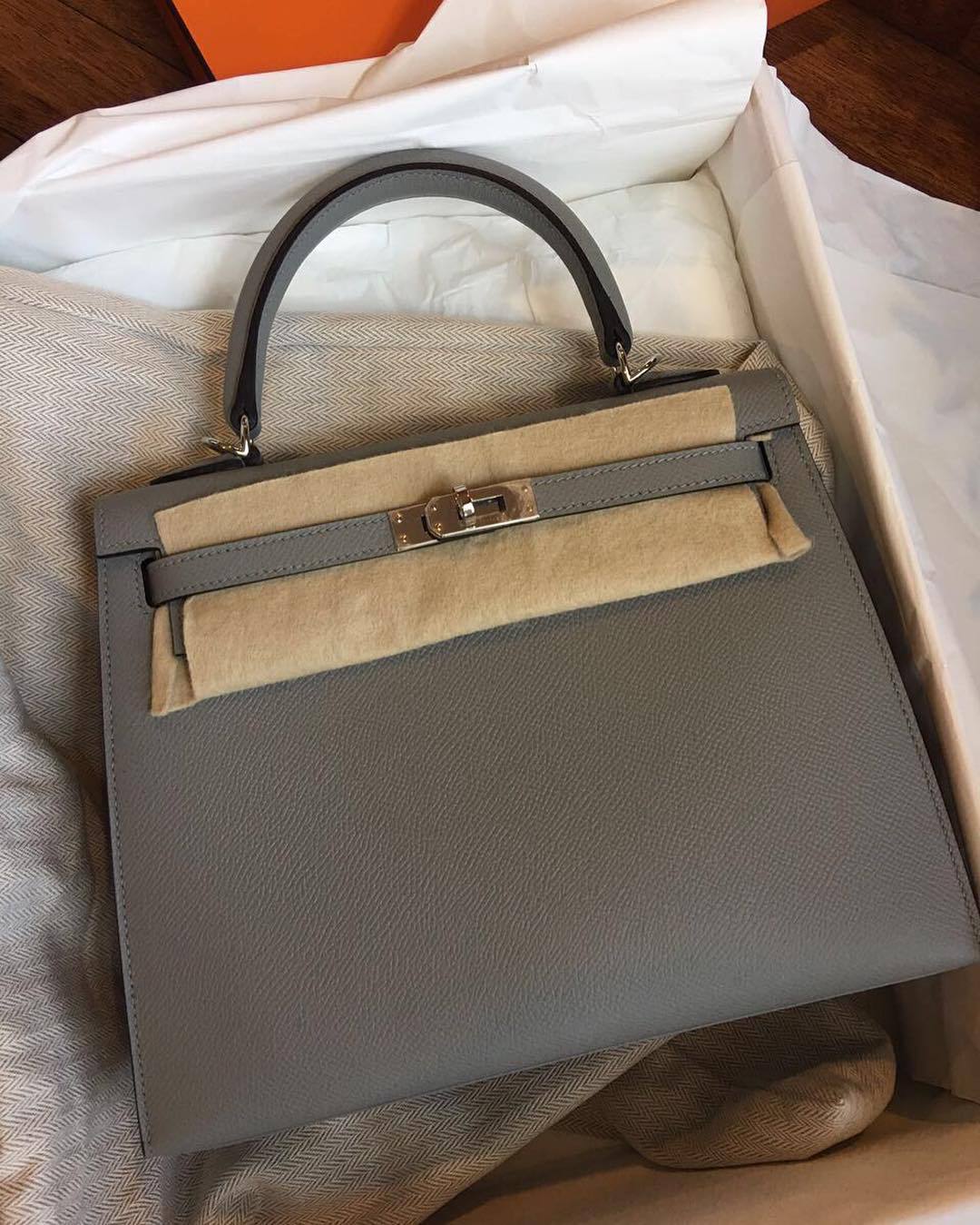 Hermes Kelly 25 Sellier Gris Asphalte Epsom Palladium Hardware - Vendome  Monte Carlo