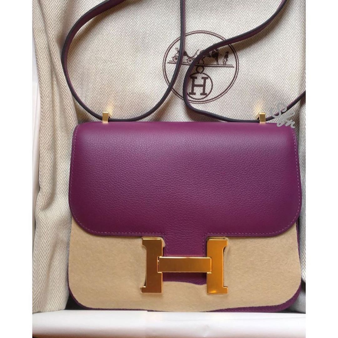 Hermès Mini Constance 18cm in Anemone Evercolor Leather with Palladium –  Sellier