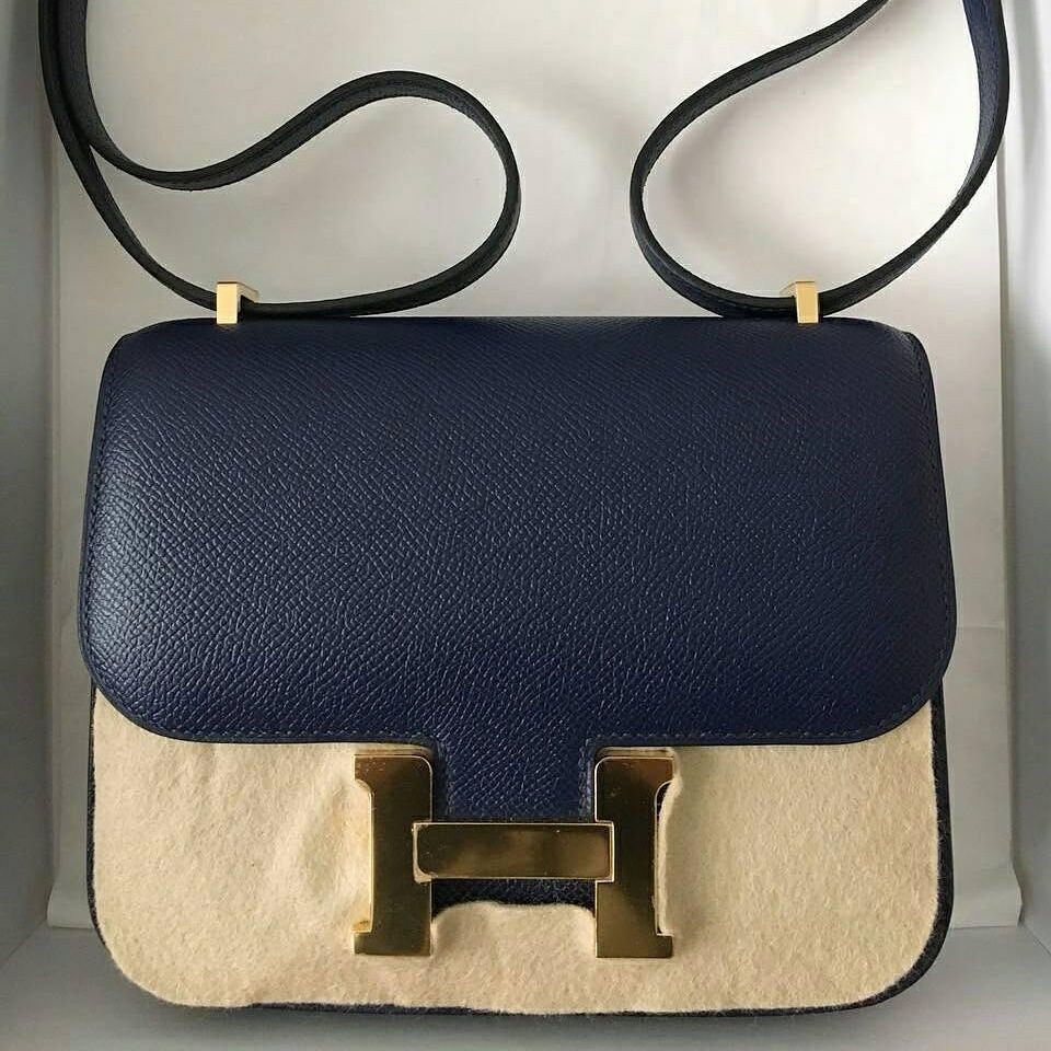 Hermes Constance 18 Mini Bleu Saphir Epsom Gold Hardware #A - Vendome ...