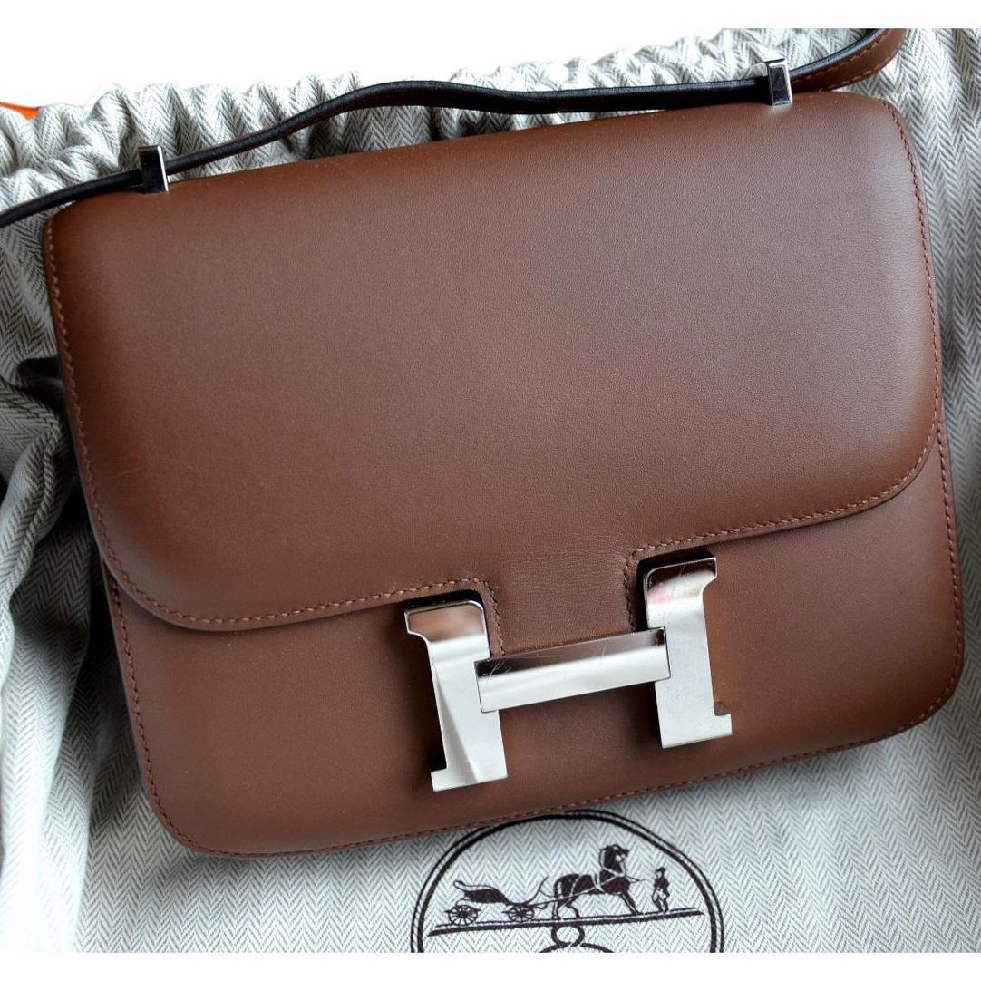 Hermes Constance 18 Mini Cacao Sombrero Palladium Hardware #A