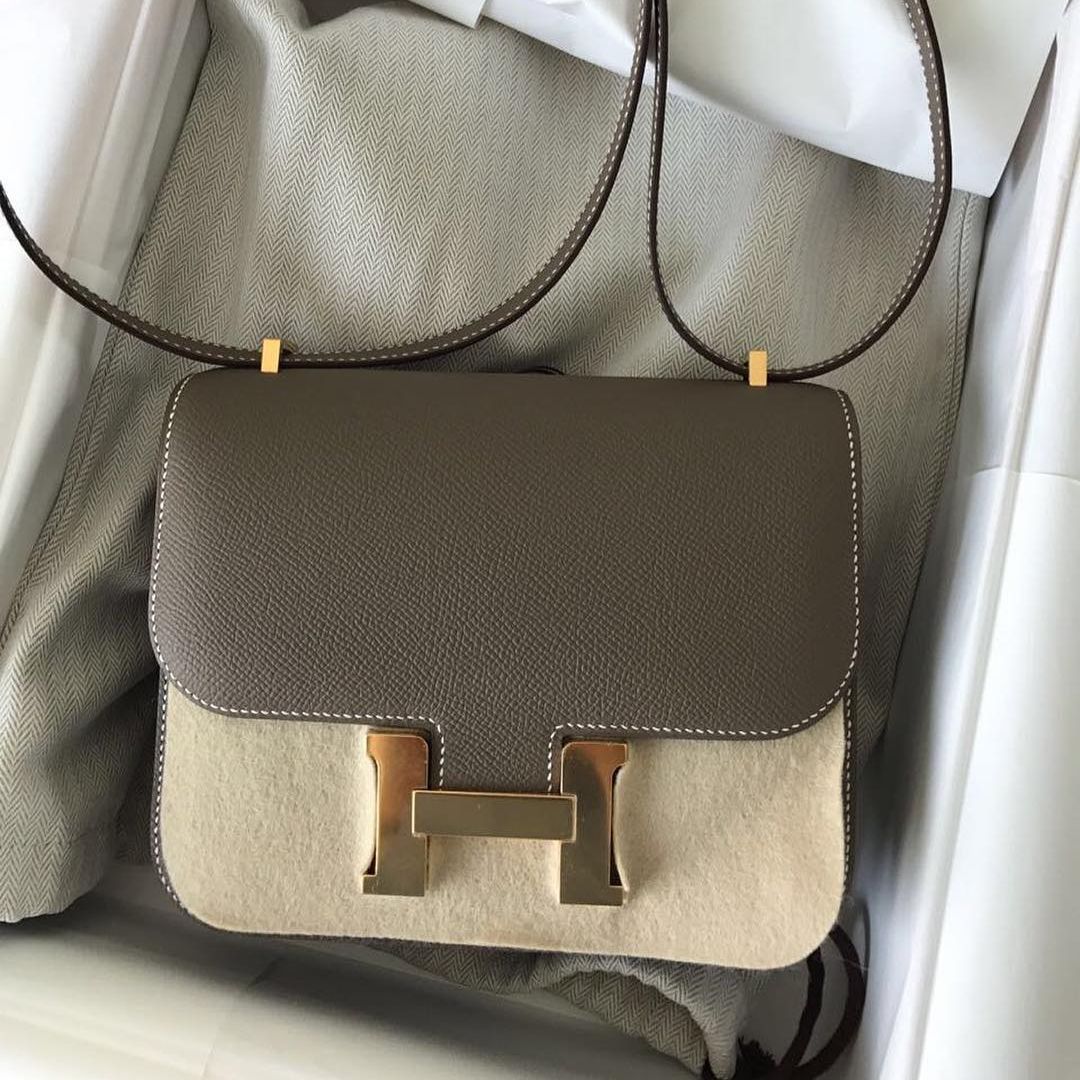 Hermes Constance 18 Mini Etoupe Epsom Rose Gold Hardware #A - Vendome ...