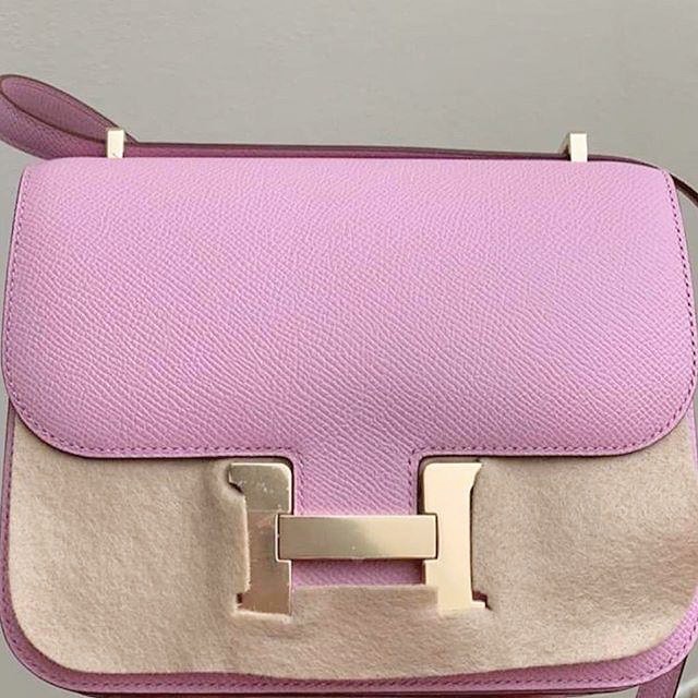 Hermes Constance 18 Mauve Sylvestre Chevre Rose Gold Hardware