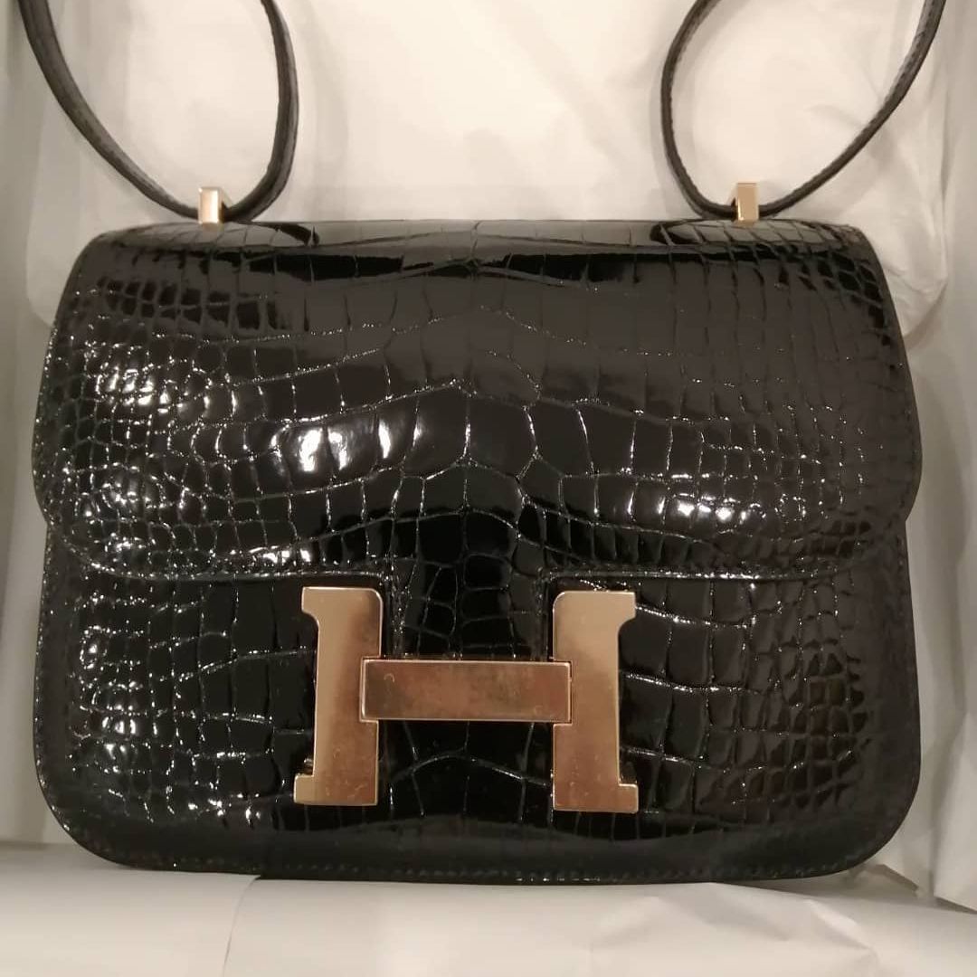 Hermes Constance 18 Mini Noir Black Alligator Mat Matte Lezard