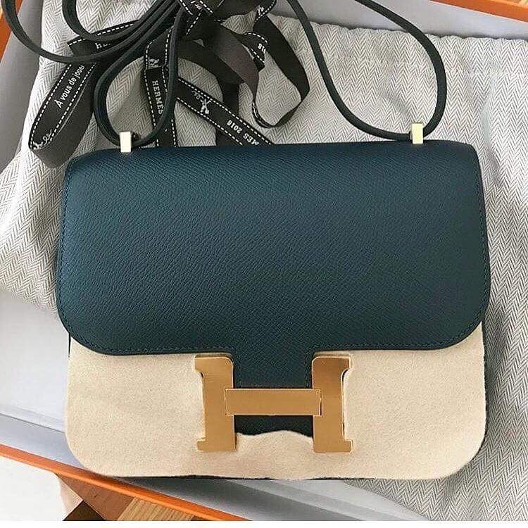 Hermes Constance 18 Tri-Color Alligator Blue Sapphire / Vert