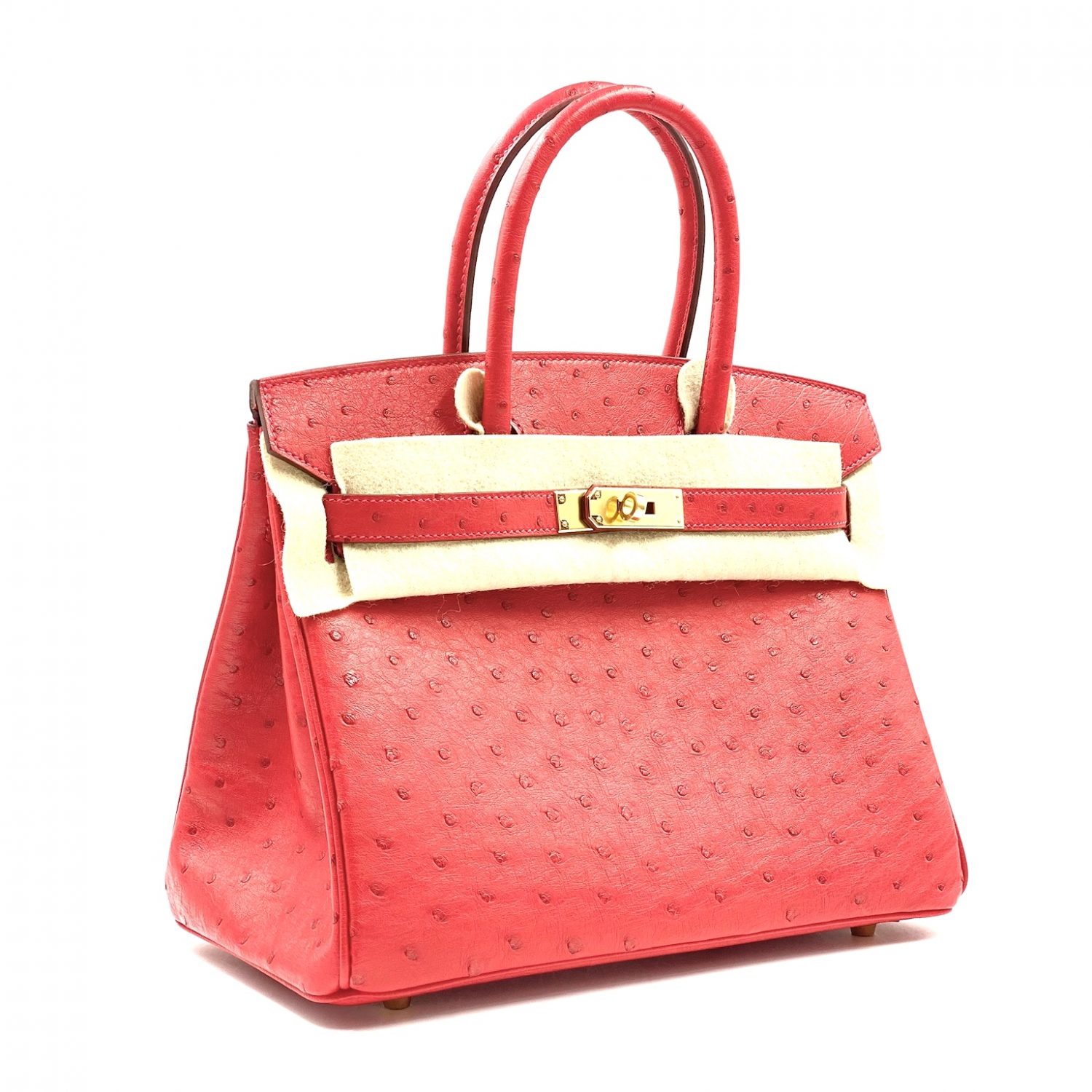 Hermes Birkin 30 Rouge Vif Autruche Ostrich Gold Hardware #D - Vendome  Monte Carlo