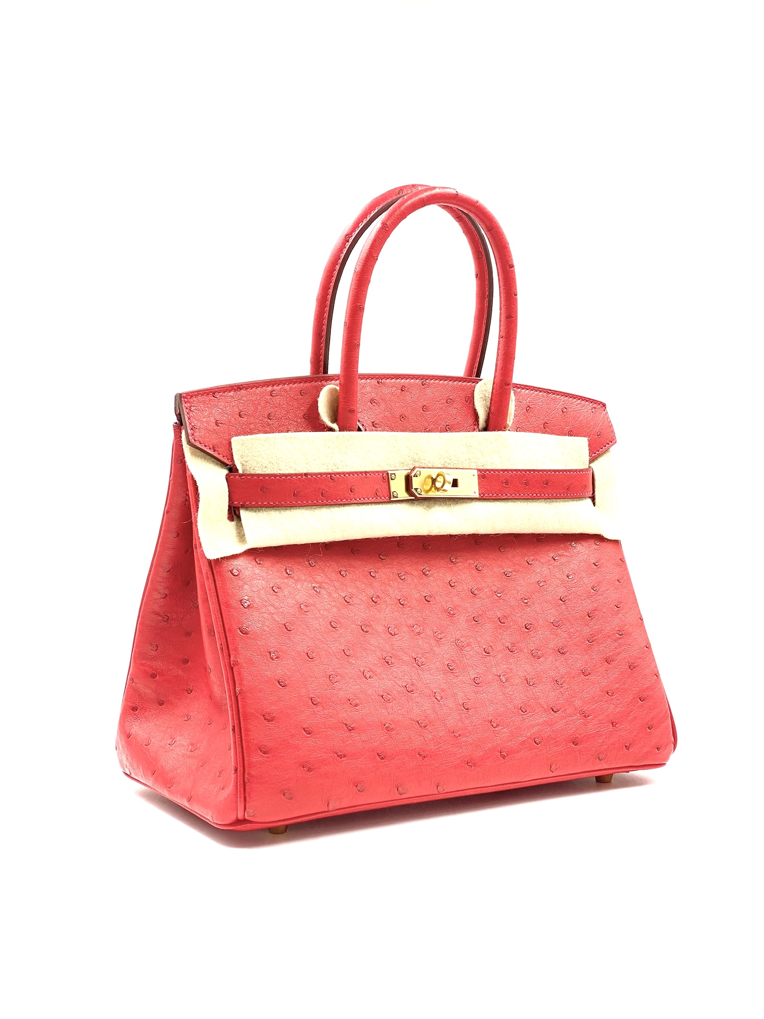 HERMES BIRKIN Bag 35cm **ROUGE VIF GOLD HW** Red OSTRICH Leather H-Square  ~WOW!!