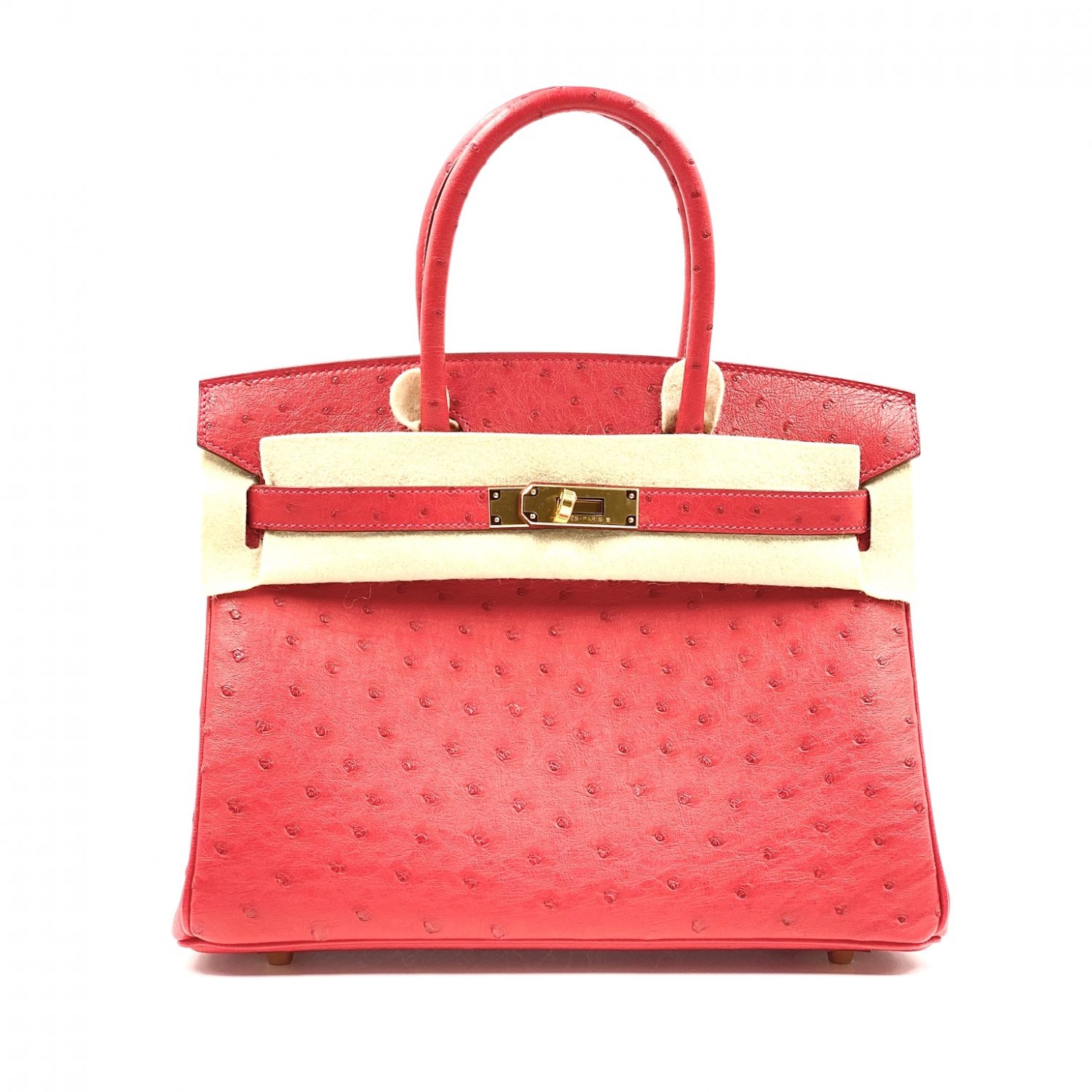 HERMES BIRKIN Bag 35cm **ROUGE VIF GOLD HW** Red OSTRICH Leather H