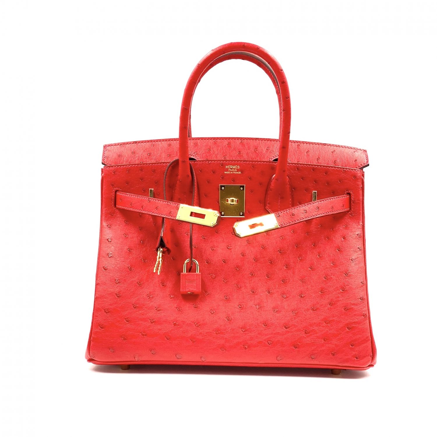 Hermès Birkin 40 Rouge Vif Ostrich with Gold Hardware