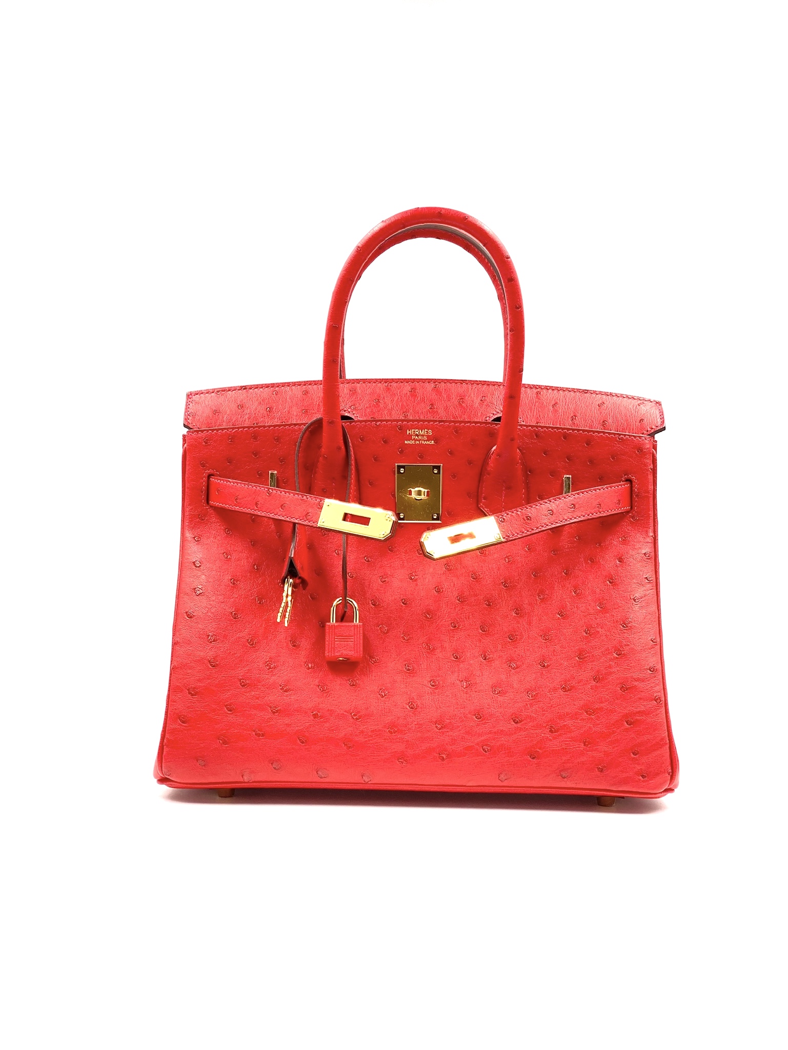 Hermes Birkin Bag Ostrich Leather Gold Hardware In Red na