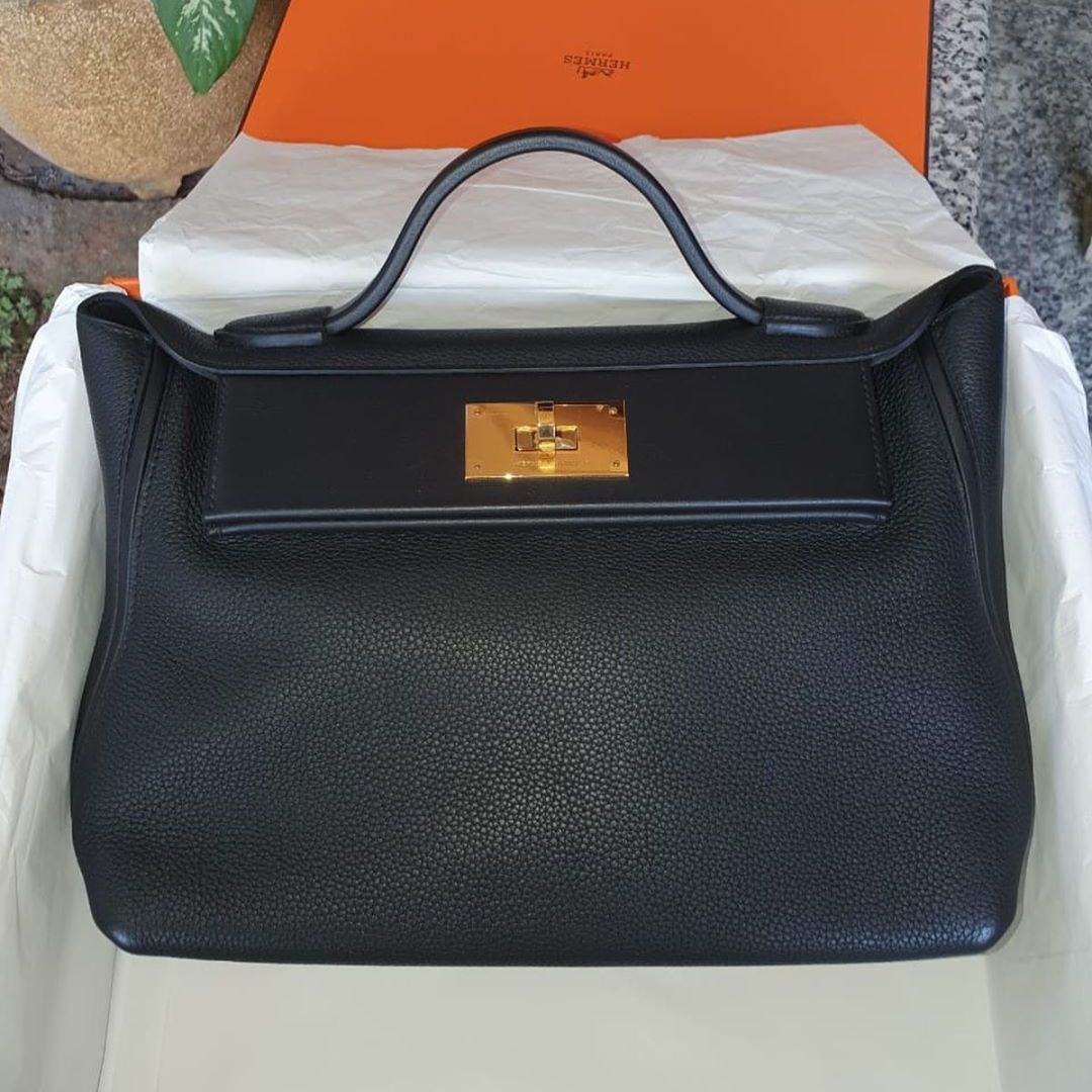 Hermes 24 24 29 Noir Black Maurice Swift Gold Hardware C