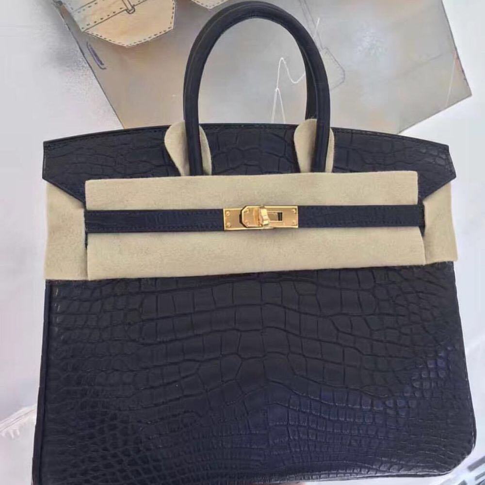 Hermes Indigo Matte Alligator Birkin Bag with Gold Hardware, 35cm