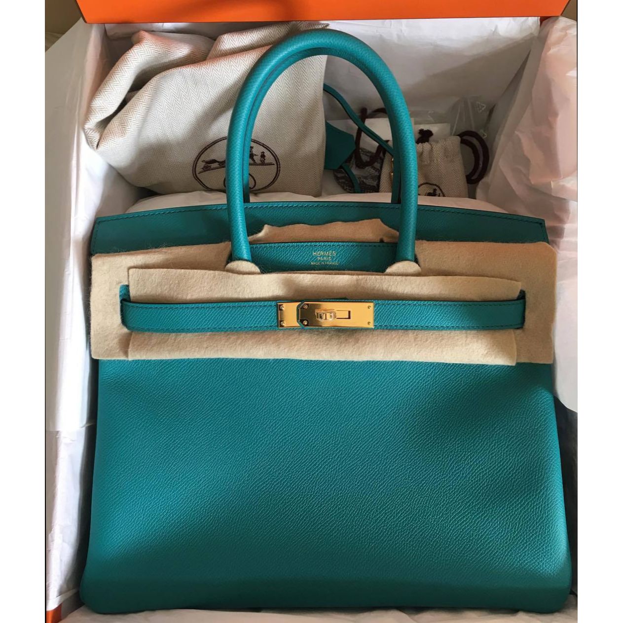 Hermes Birkin 30 Bleu Paon Epsom Gold Hardware #X - Vendome Monte Carlo