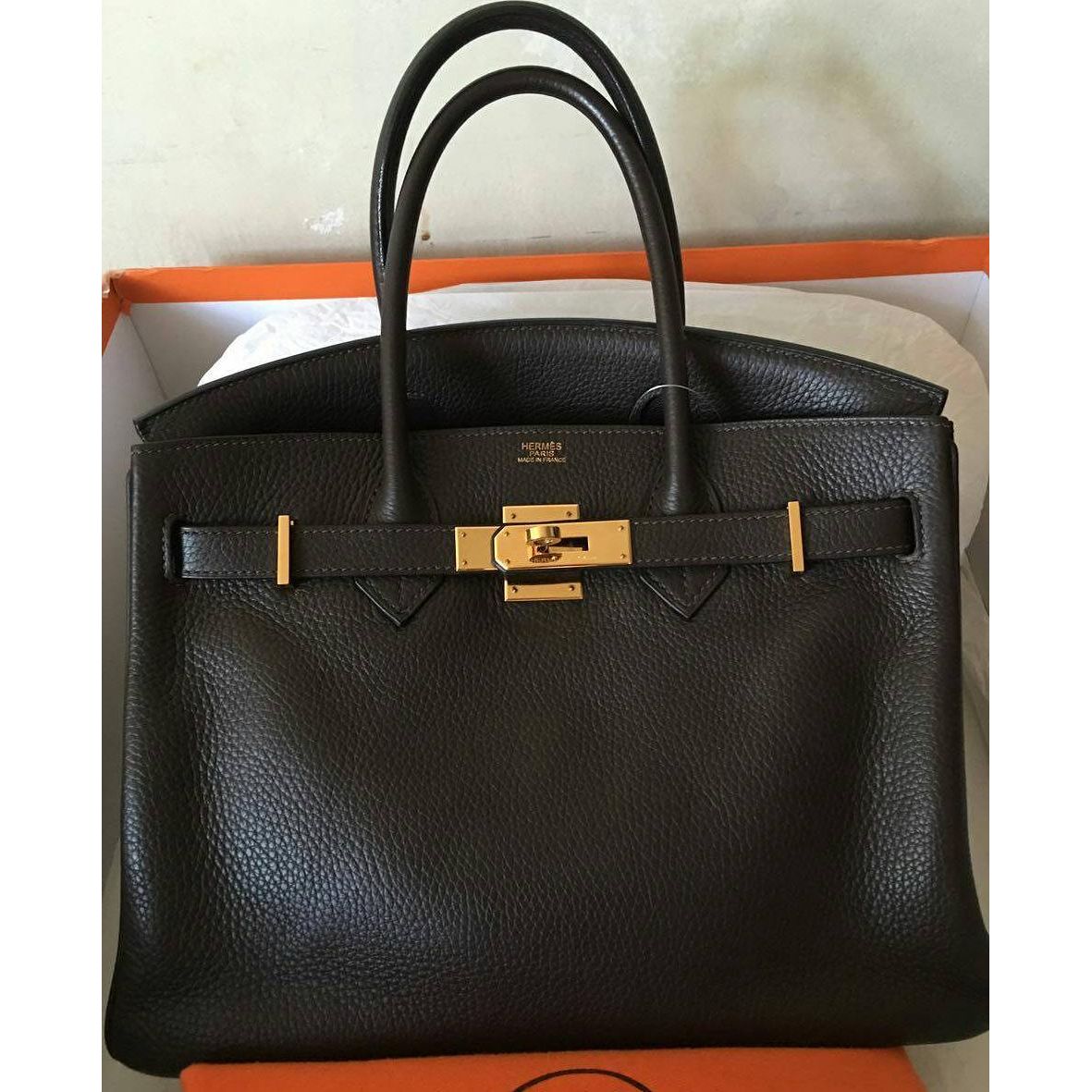 A CHOCOLAT TOGO LEATHER BIRKIN 30 WITH GOLD HARDWARE