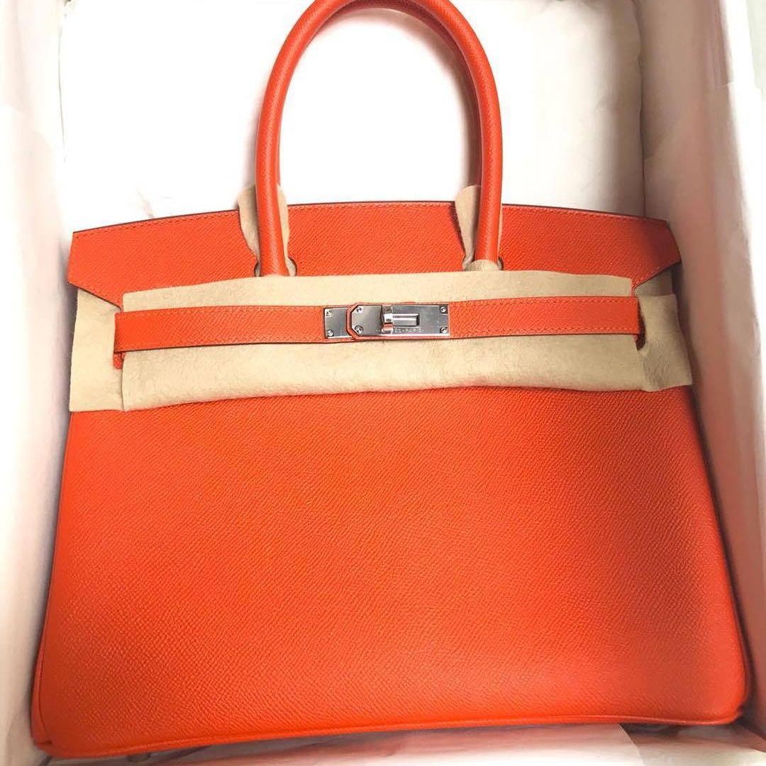 Hermes Birkin 25 Feu Togo Palladium Hardware - Vendome Monte Carlo