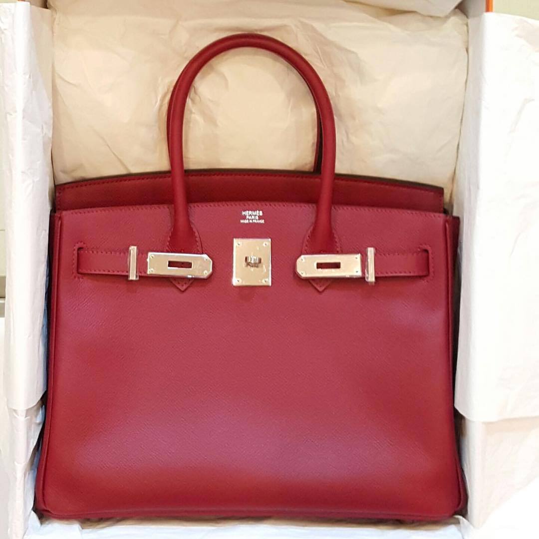 Hermes Birkin Sellier bag 30 Rouge grenat Epsom leather Gold hardware