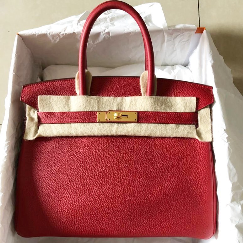 Hermes Red Vermillion Epsom Leather Gold Hardware Mini II Kelly Bag Hermes