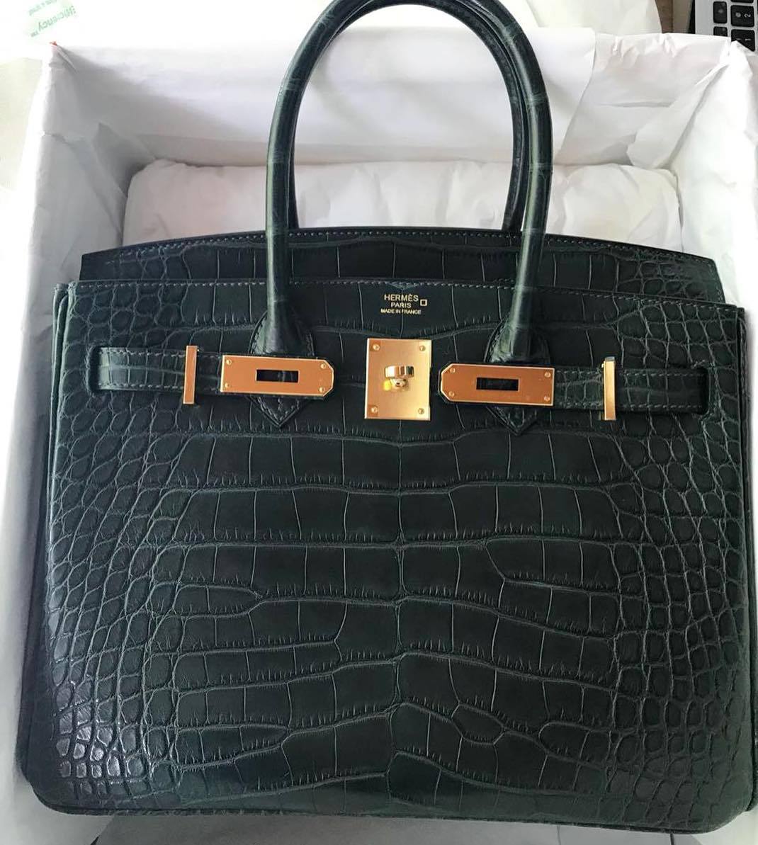 Hermes Birkin 30 Vert Fonce Alligator Mat Matte Gold Hardware #C - Vendome  Monte Carlo