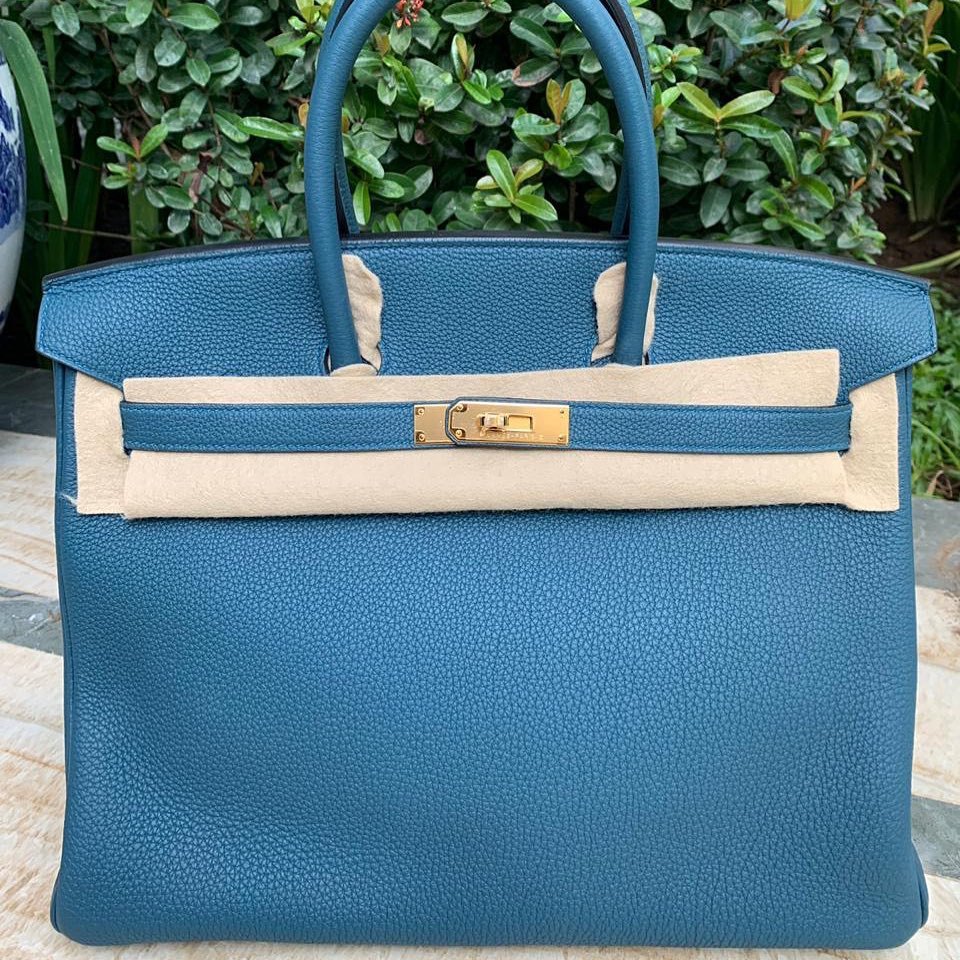 Hermes Birkin bag 30 Cobalt Togo leather Gold hardware