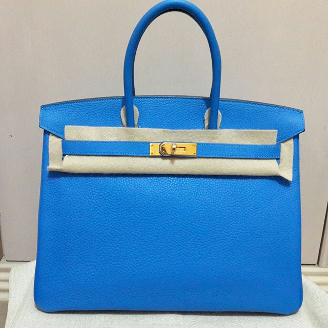 Hermes Birkin 35 Bleu Lin Togo Gold Hardware #P - Vendome Monte Carlo