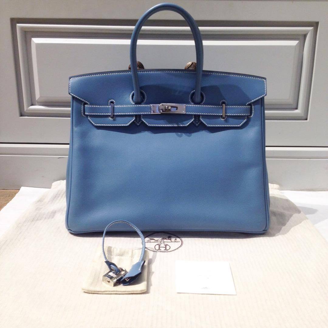 Hermes Birkin 35 Anémone Epsom Palladium Hardware - Vendome Monte Carlo