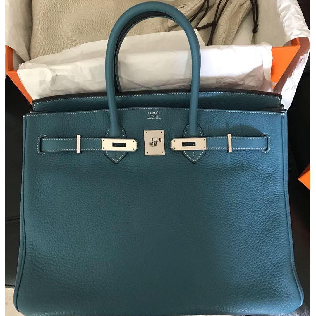 Hermes Birkin 35 Bleu Jean Togo Palladium Hardware #N - Vendome Monte Carlo