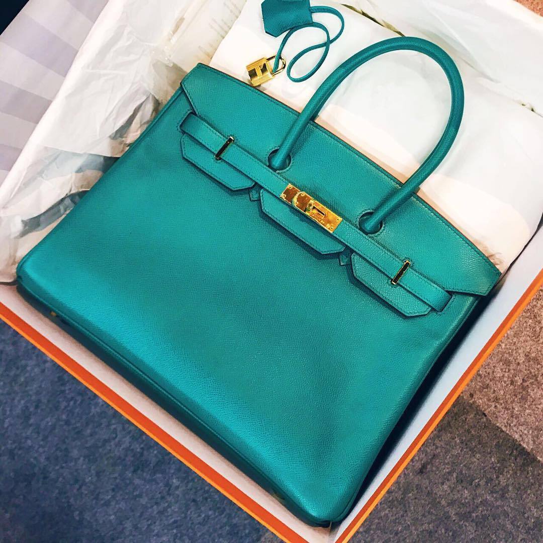 Hermes Birkin 35 Bleu Paon Epsom Gold Hardware #Q - Vendome Monte Carlo