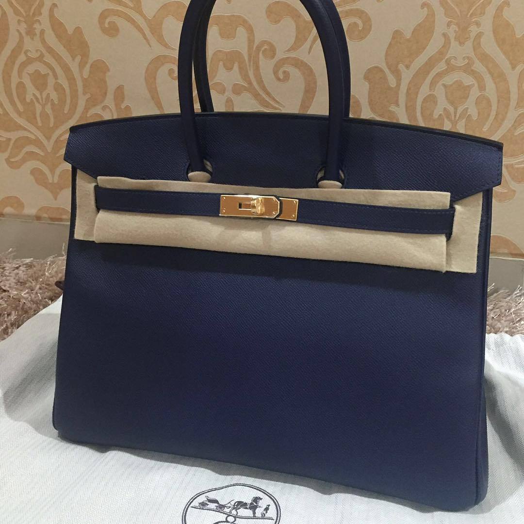 Hermes Birkin 35 Bleu Saphir Epsom Gold Hardware #X - Vendome Monte Carlo