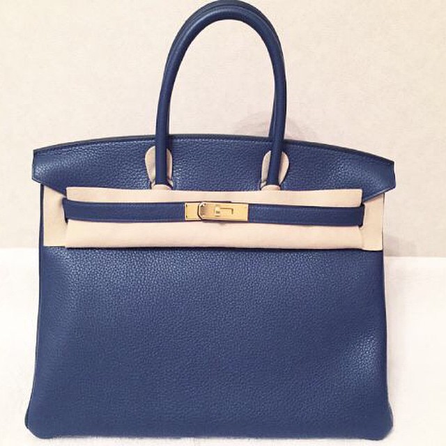 Hermes Birkin 35 Bleu Saphir Togo Gold Hardware #R - Vendome Monte Carlo