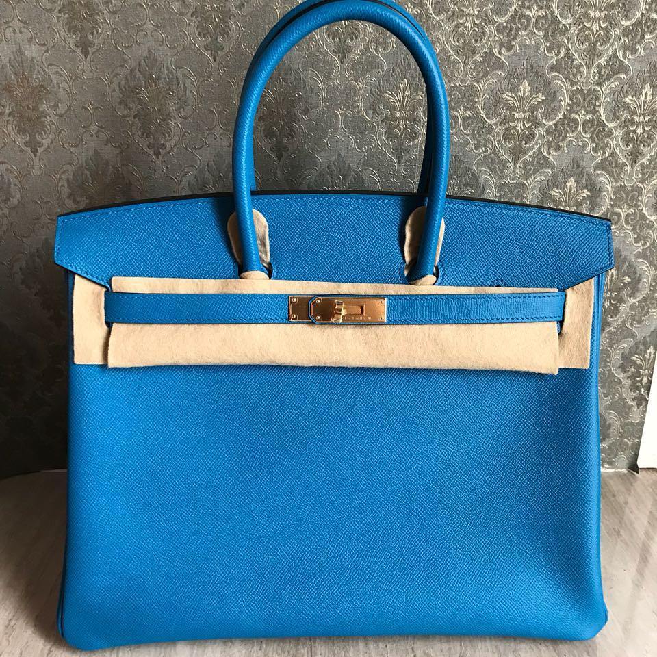 Hermes Birkin 35 Bleu Zanzibar Epsom Gold Hardware #A