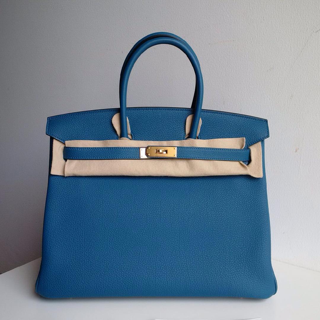 HERMES Togo Birkin 35 Bleu de Galice 237397