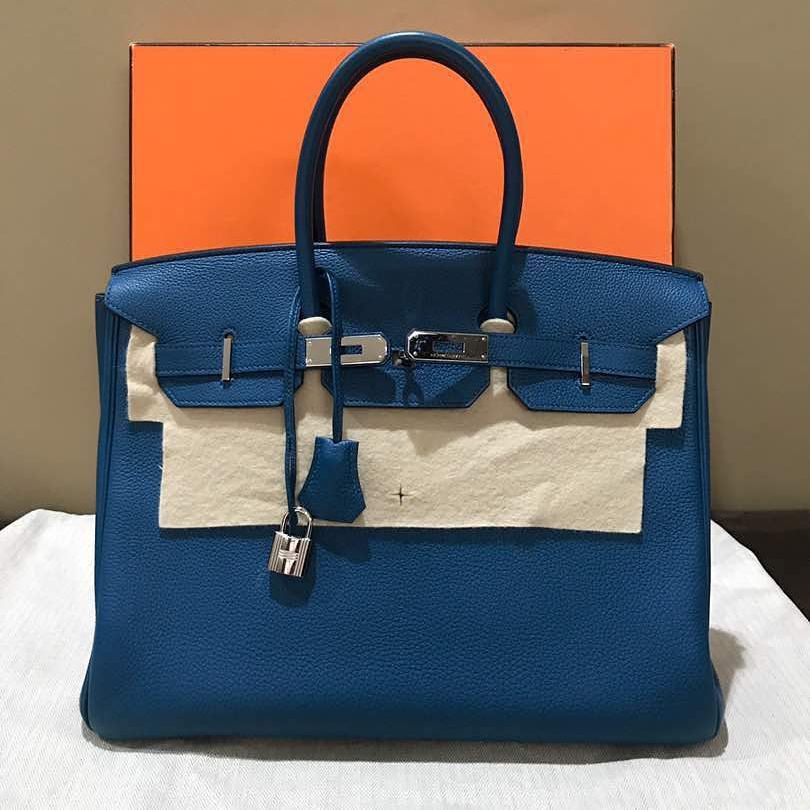 Birkin 35 Blue Jean Colour in Togo Leather with palladium hardware