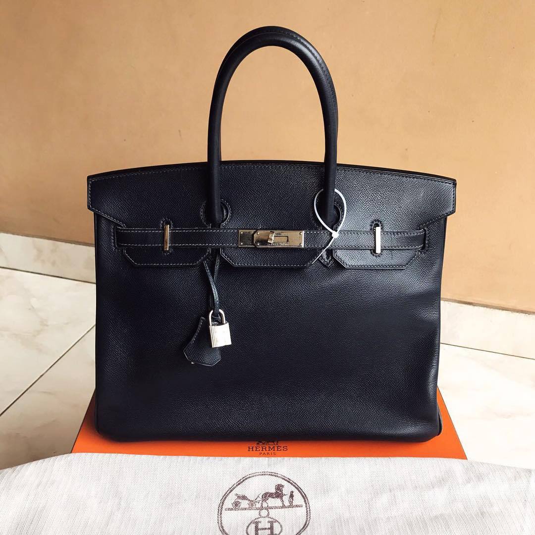 Hermes Birkin 35 Bleu Jean Togo Palladium Hardware #N - Vendome Monte Carlo