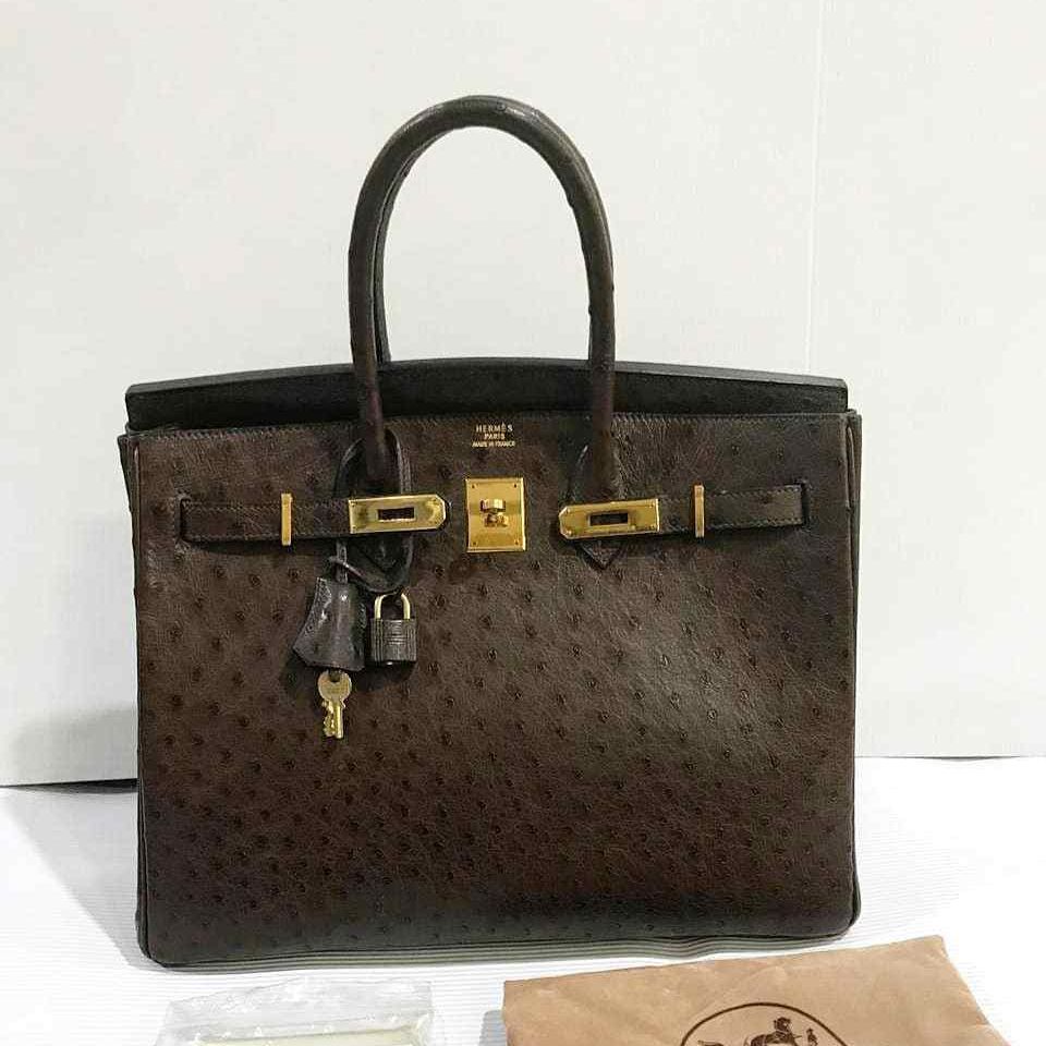 hermes brown ostrich