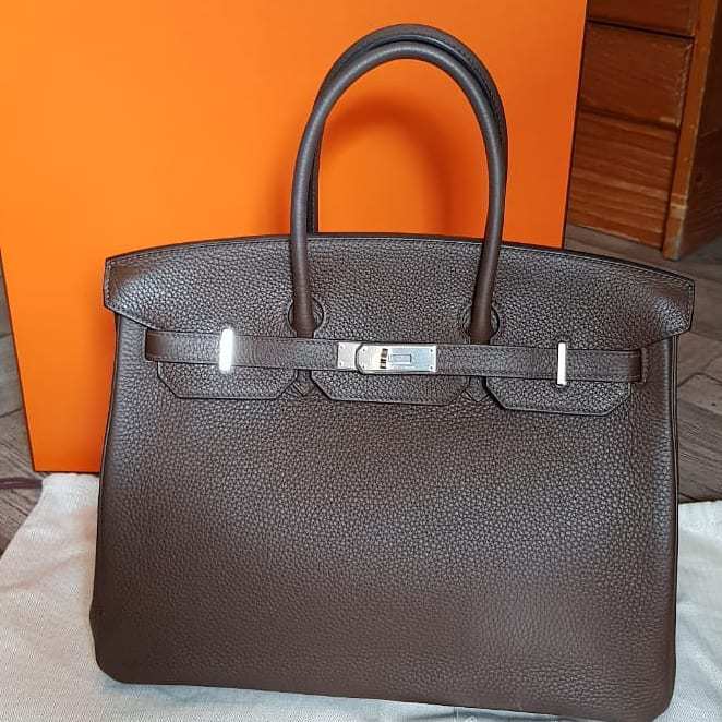 Hermes Taurillon Clemence leather Birkin 35 with Palladium HW in