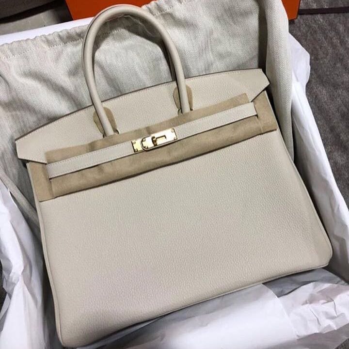 Hermes Craie Birkin 35cm Togo Palladium Hardware - Chicjoy