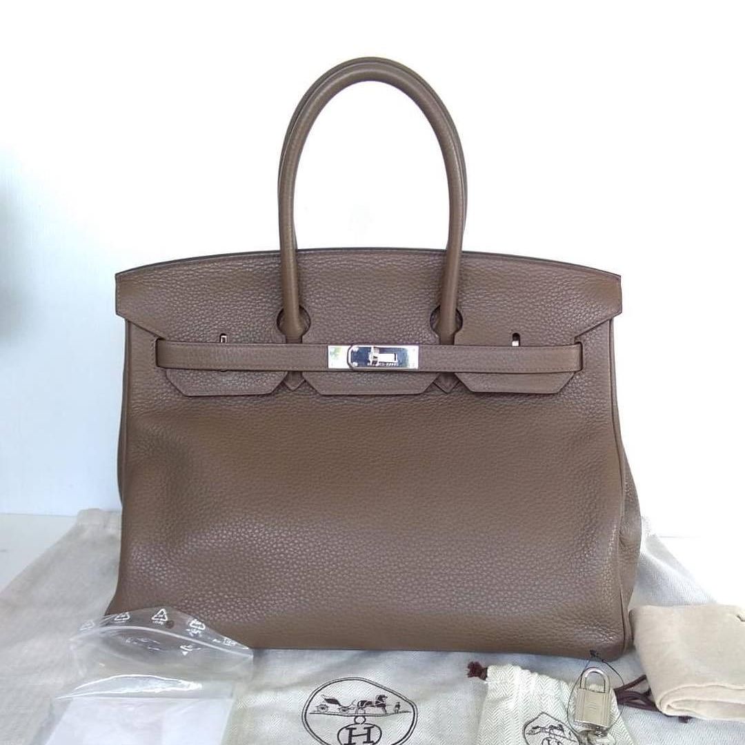 Hermes Birkin 35 Etain Clemence Palladium Hardware #R - Vendome Monte Carlo